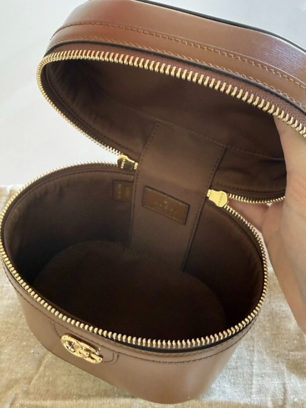 Gucci Brown Leather Bamboo Top Handle Plaque Mini Vanity Bag Cross Body - Picture 6 of 10
